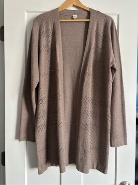 VILA Taupe Open-Front Cardigan with Stud Accents